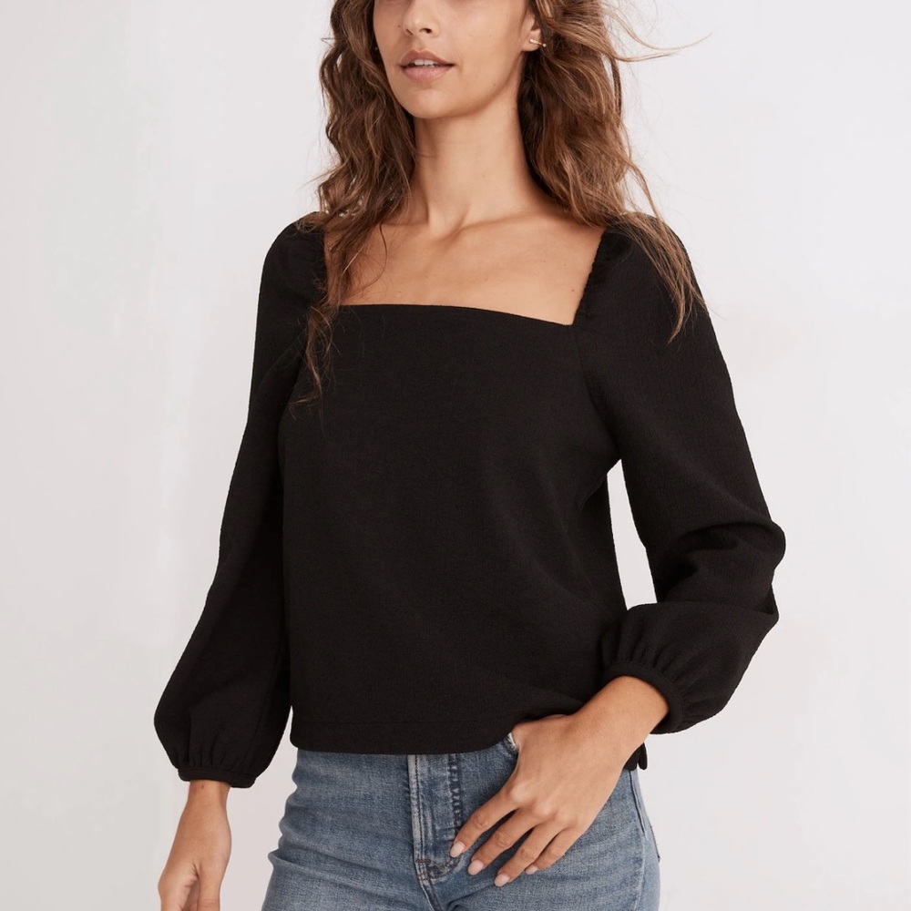 Madewell Black Square Neck Top